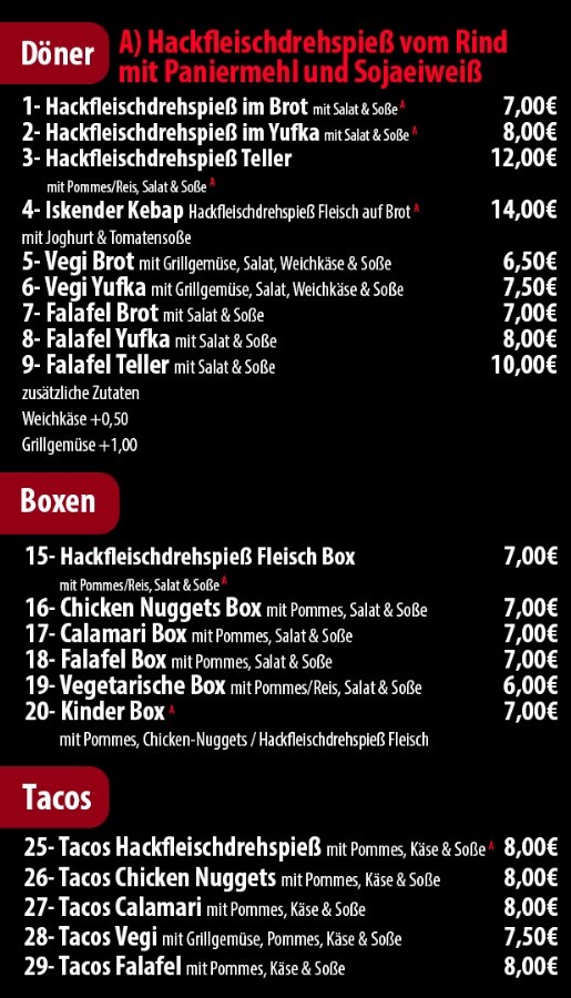 Döner Kebab und Döner im Fladenbrot, Döner im Yufka, Dürüm